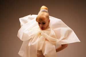 Cream bow portrait