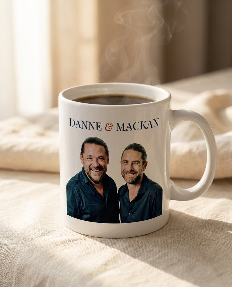 Kaffekopp med Danne och Mackan